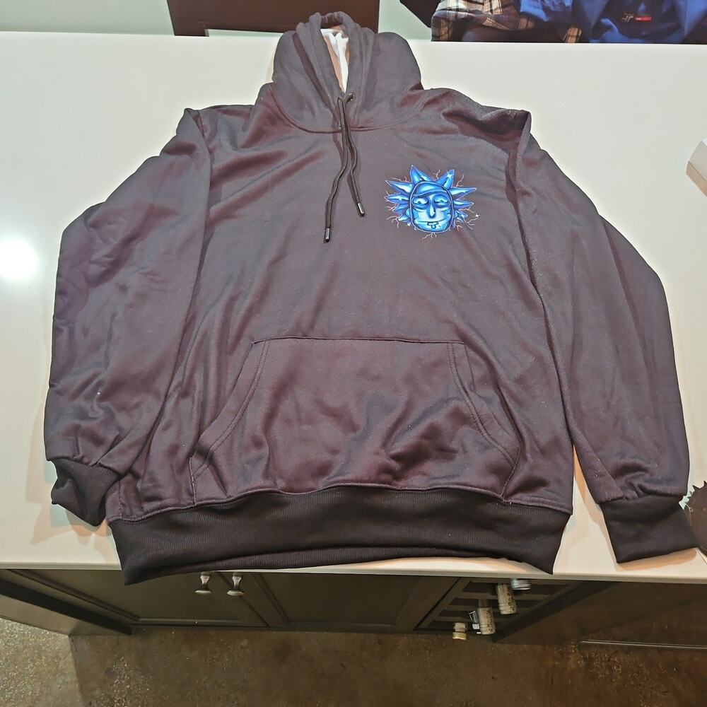 Adult Swim Rick And Morty Black Graphic Hoodie Mens Size Medium